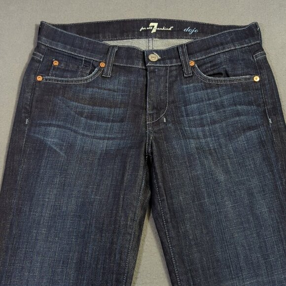 7 For All Mankind Jeans Women's 27 Blue Dojo Wide Leg Flare Denim - Picture 4 of 12